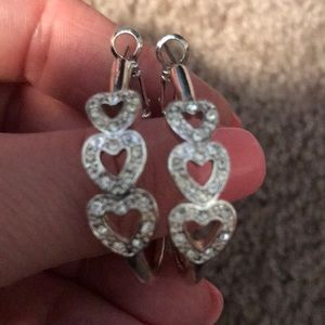 Silver heart ♥️ hoop earrings